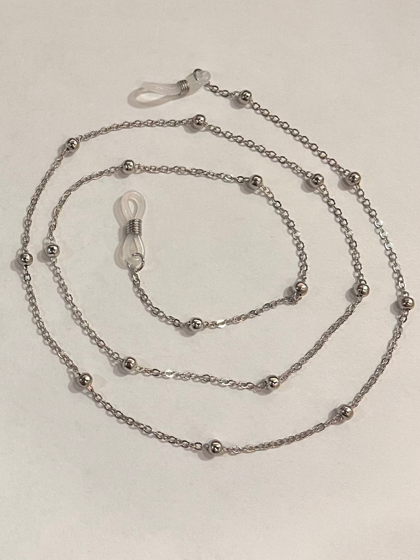 Eyeglass Silver Chain with Silver Beads - Woman's Sunglass Chain