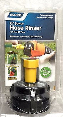 RV Trailer Camper Sewer Hose Rinser with Shut-Off Valve