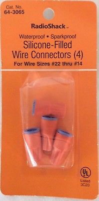 RadioShack Silicone Filled Wire Connectors, No. 64-3065, Orange, Set of 4