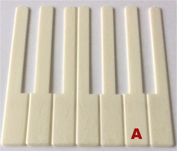 Piano Keytop Simulated Satin Ivory 6" Length, 2" Long Head - Individual Replacement Key
