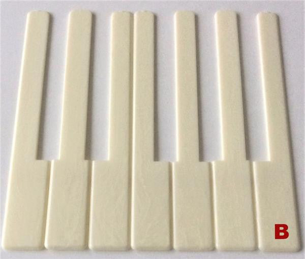 Piano Keytop Simulated Satin Ivory 6" Length, 2" Long Head - Individual Replacement Key