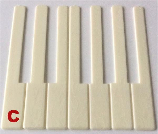 Piano Keytop Simulated Satin Ivory 6" Length, 2" Long Head - Individual Replacement Key