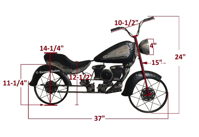 Metal Motorcycle Wall Art Black Sculpture