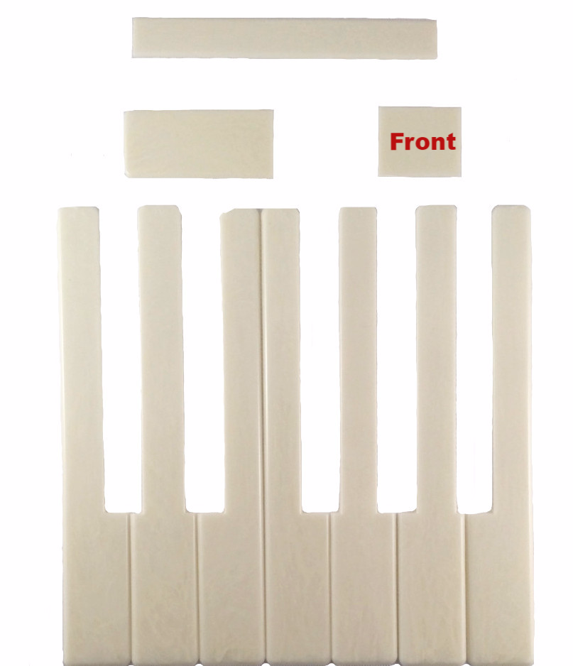 Piano Keytops Simulated Ivory Key Fronts, Light Color