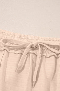 Apricot Textured V Neck T Shirt and Shorts Set