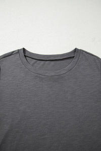 Dark Grey Double Ruffled Short Sleeve Plus Size Top
