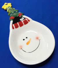 Handed Painted Christmas Spoon Rest - Santa or Snowman