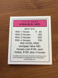 Monopoly Replacement Pieces - Property Title Deed Cards