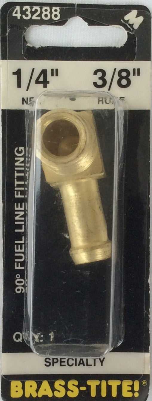 Motormite 90 Degrees Fuel Line Fitting 1/4" NPT to 3/8" Hose Specialty #43288